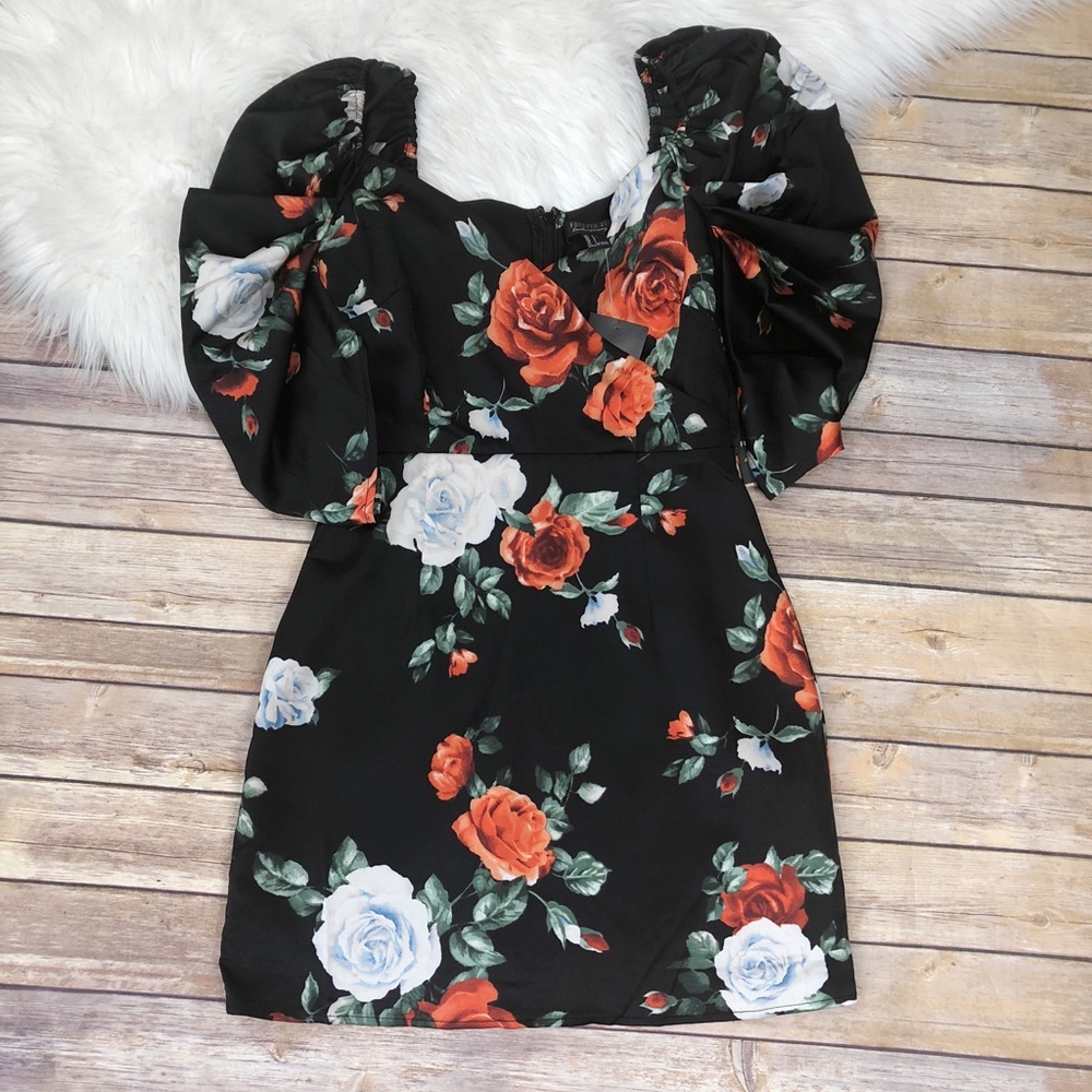 Forever21 Floral Faux Wrap Dress - Picture 1 of 5